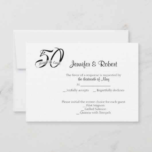 50e carte de réponse à l'anniversaire de la photo (Devant)