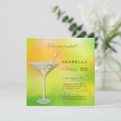 50e Cocktail Verjaardag Uitnodiging (Staand voorkant)