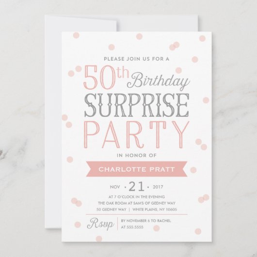 50e Confetti Surprise Party Invitation | Anniversa (Devant)