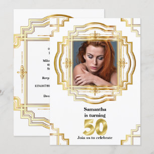 50e elegant gouden foto lijst vijftig kic kaart