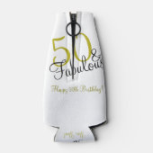 50e en Fabulous Birthday, Trendy Gold en Black Flesjeskoeler (Achterkant)