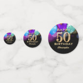 50e fête d'anniversaire Confetti noir et or (Derrière)