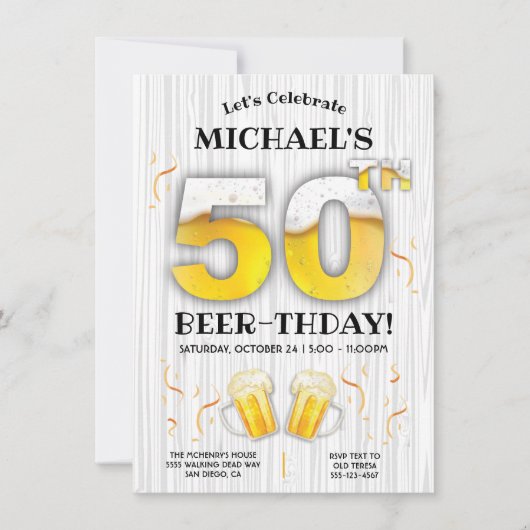 50e fête d'anniversaire de la bière Invitation de  (Devant)
