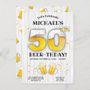 50e fête d'anniversaire de la bière Invitation de 