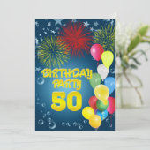 50e fête d'anniversaire Invitation avec ballons (Debout devant)