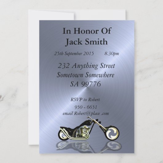 50e fête d'anniversaire Invitation avec moto (Dos)