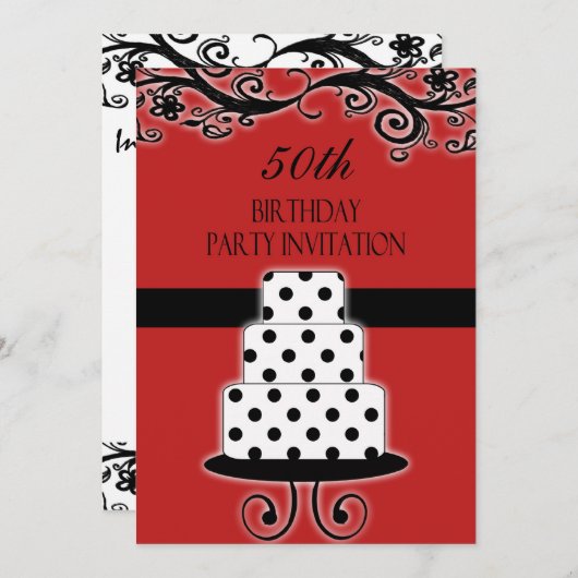 50e fête d'anniversaire Invitation personnalisée (Devant / Derrière)