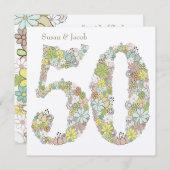 50e Floral Wedding Jubileum Aangepaste uitnodiging (Voorkant / Achterkant)