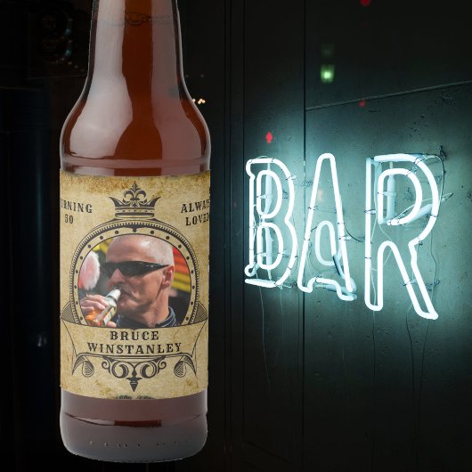 50e  foto van geboorte - sjabloon bier etiket