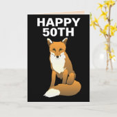 50E FOX FOXY HEUREUX CARTES D'ANNIVERSAIRE (Fleur jaune)