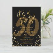 50e Fun Black en Gold Birthday Party Kaart (Staand voorkant)