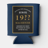 50e geboortedag en jaarblauw blikjeskoeler (Voorkant)