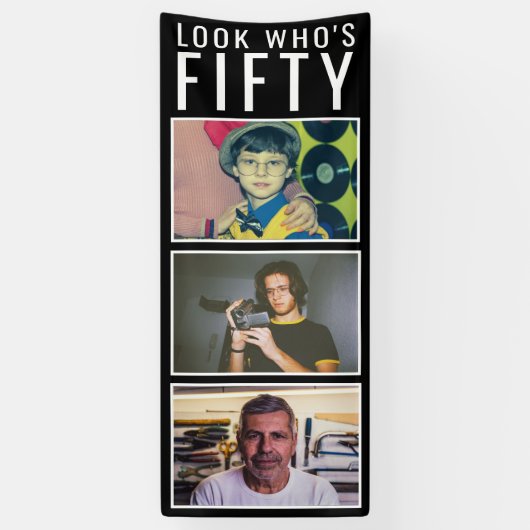 50e geboortedag foto-banner spandoek (Verticaal)