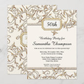 50e Glam Gold Hollywood Regency Party Kaart (Voorkant / Achterkant)