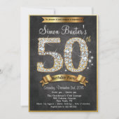 50e Gold Diamond Chalkboard - uitnodiging op zater (Voorkant)