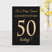 50e Gold-effect op Black, opa Birthday Kaart (Gele Bloem)