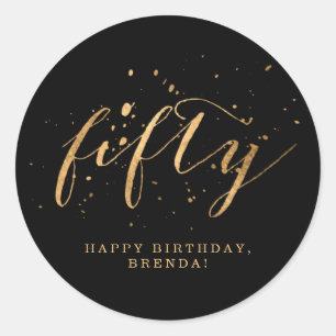 50e Gold Fiftieth Birthday Party Sticker