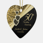 50e Gold Glitter-Jubileum Keramisch Ornament (Links)