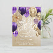 50e Gold Purple Ballons Invitation de fête d'anniv (Debout devant)