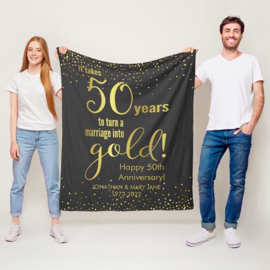 50e Gold Wedding-Jubileum Fleece Deken (In situ)