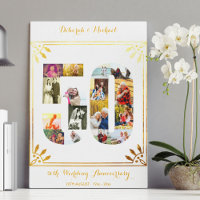 50e Gold Wedding Jubileum Foto Collage White