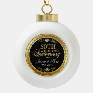 50e Gold Wedding-Jubileum Keramische Bal Ornament