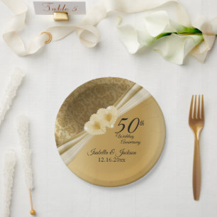 50e Gold Wedding-Jubileum Papieren Bordje