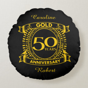50e Gold Wedding-Jubileum Rond Kussen