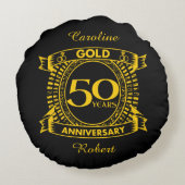50e Gold Wedding-Jubileum Rond Kussen (Achterkant)