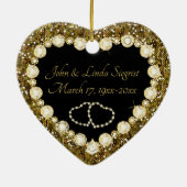 50e Golden Glitter Wedding Jubileum Keramisch Ornament (Achterkant)