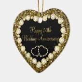 50e Golden Glitter Wedding Jubileum Keramisch Ornament (Links)