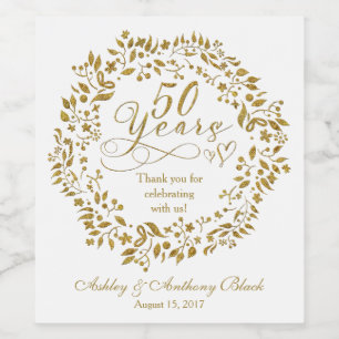 50e Golden Jubileum gepersonaliseerd Wijn Etiket