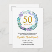 50e Golden Jubileum Opslaan Datum bekendmaking Aankondigingskaart (Voorkant / Achterkant)