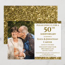 50e Golden Jubileum Surprise Party Glitter Kaart