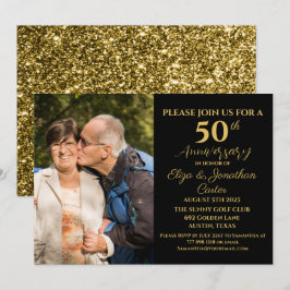 50e Golden Jubileum Surprise Party Glitter Kaart