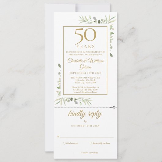 50e Golden Jubileum Wedding Photo Foliage RSVP Kaart (Voorkant)