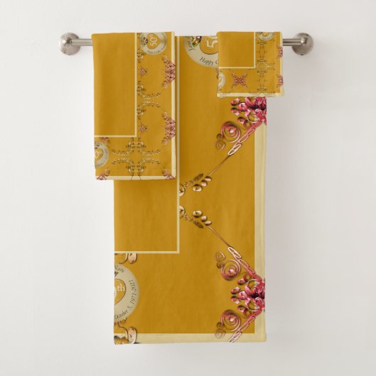 50e Golden Oker bruiloft Jubileum Bad Handdoek (Insitu)