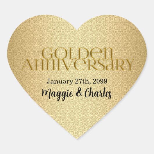 50e Golden Wedding Annivsersary Hart Sticker (Voorkant)