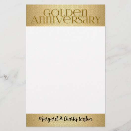 50e Golden Wedding Annivsersary Name Briefpapier (Voorkant)