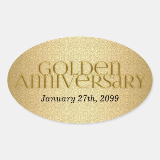50e Golden Wedding Annivsersary Ovale Sticker (Voorkant)