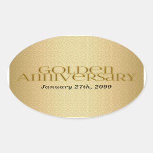 50e Golden Wedding Annivsersary Ovale Sticker