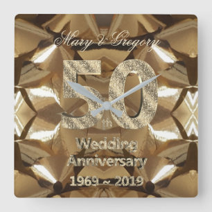 50e Golden Wedding Jubileum 2019 Typografie Vierkante Klok