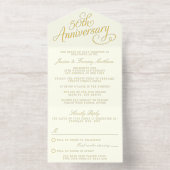 50e Golden Wedding Jubileum Echte Folie geperst All In One Uitnodiging (Binnenkant)