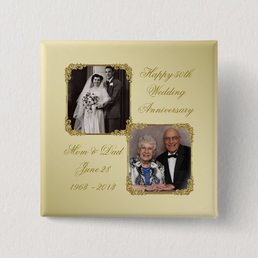 50e Golden Wedding Jubileum Foto Button (Voorkant)