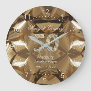 50e Golden Wedding Jubileum Gift Elegant Gold Grote Klok