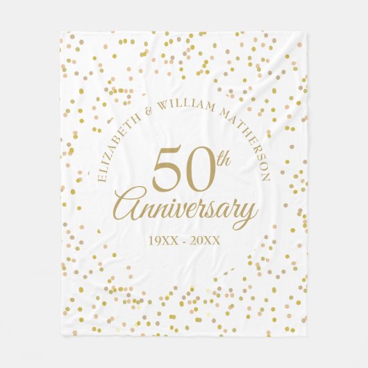 50e Golden Wedding Jubileum Gold Dust Confetti Fleece Deken (Voorkant)