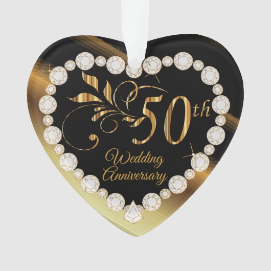 50e Golden Wedding Jubileum Keepsake Design Ornament (voorkant)