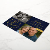 50e Golden Wedding Jubileum Navy foto Folie Uitnodiging (Gedraaid)