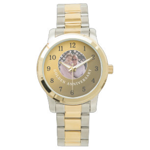 50e Golden Wedding Jubileum Paar Foto Goud Horloge