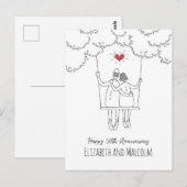 50e Golden Wedding Jubileum Red Heart Swing Briefkaart (Voorkant / Achterkant)